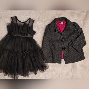 Elegant Black Kids Formal Dress with Jacket/ COAT Set